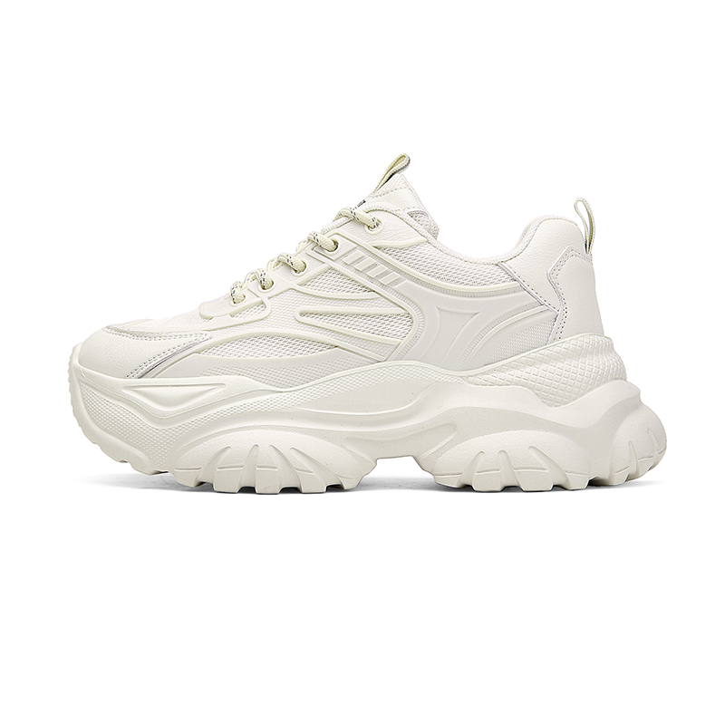 (Women) AOKANG Beige Breathable Casual Platform Dad Shoes Low-Top Sneakers. 1110730351