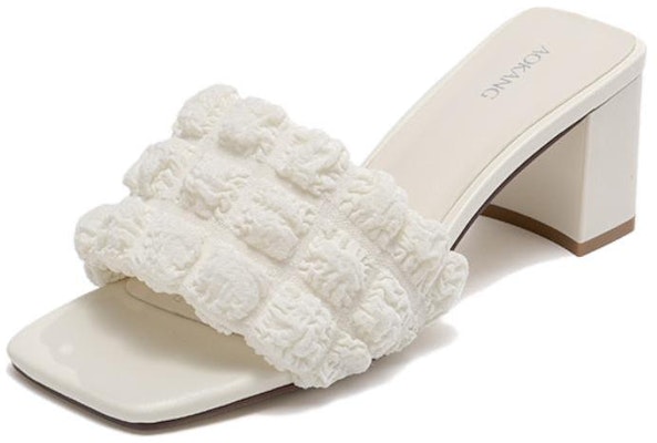 (W) Aokang Kanvas Beige 'Gaya Peri Perancis Sandal Terbuka Lembut'. 1234811098 Order (W) Aokang Kanvas Beige 'Gaya Peri Perancis Sandal Terbuka Lembut'. 1234811098