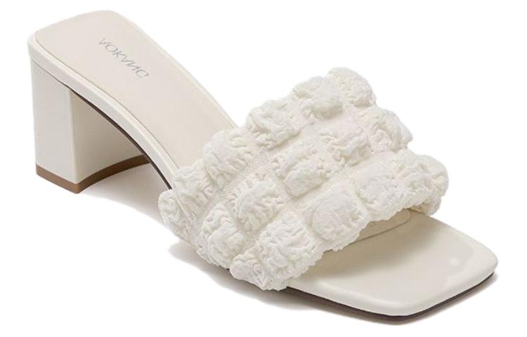 Lookbook 奧康AOKANG 布 仙女風法式溫柔露趾 一字拖鞋 女款 米色