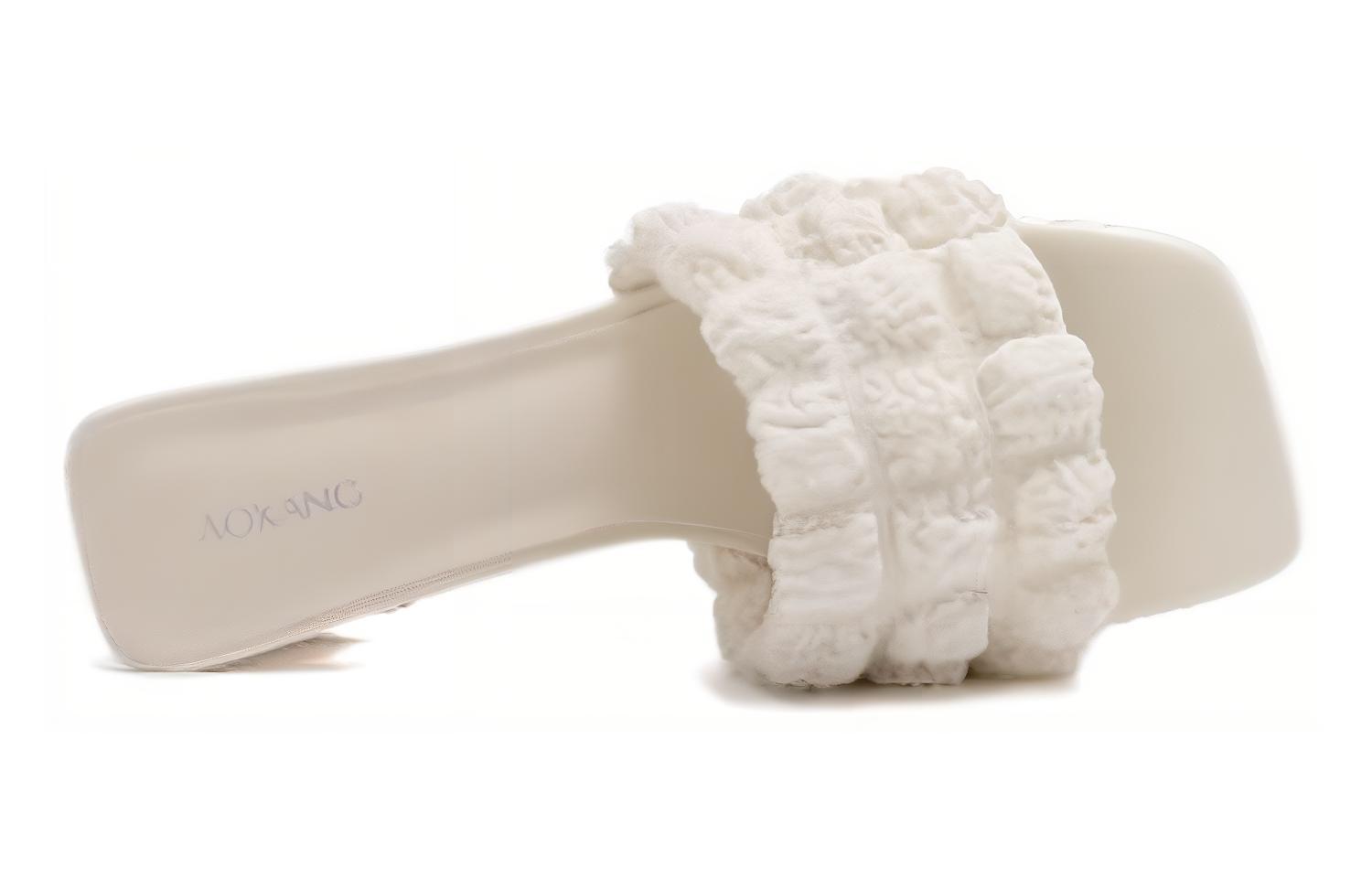 Purchase 奧康AOKANG 布 仙女風法式溫柔露趾 一字拖鞋 女款 米色
