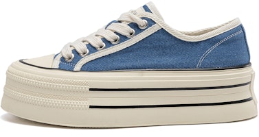 (Women) Aokang Canvas Platform Sneakers 'Blue' 1234322106 (Women) Aokang Canvas Platform Sneakers 'Blue' 1234322106