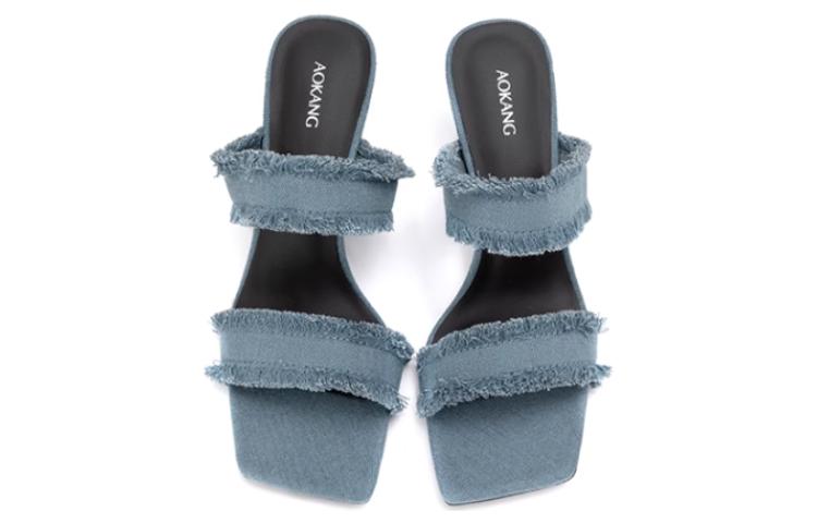 (W) Aokang Canvas Tassel Casual Slide 'Blue' 圖 4