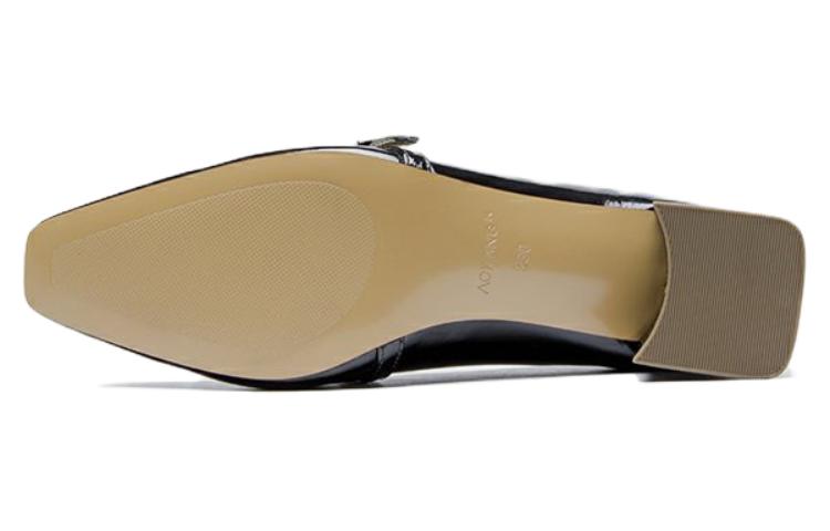 (W) Aokang Casual Buckle Square Toe 'Black Leather' 圖 5