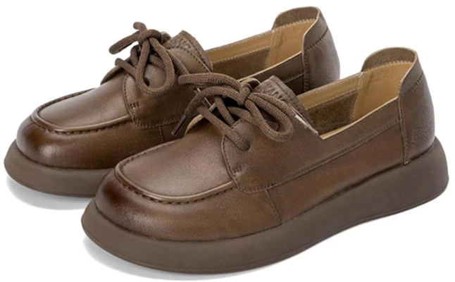 (W) Aokang カジュアル丸トゥレースアップ「ブラウンレザー」1234321042 (女性用) 1234321042 Shop (W) Aokang カジュアル丸トゥレースアップ「ブラウンレザー」1234321042 (女性用) 1234321042