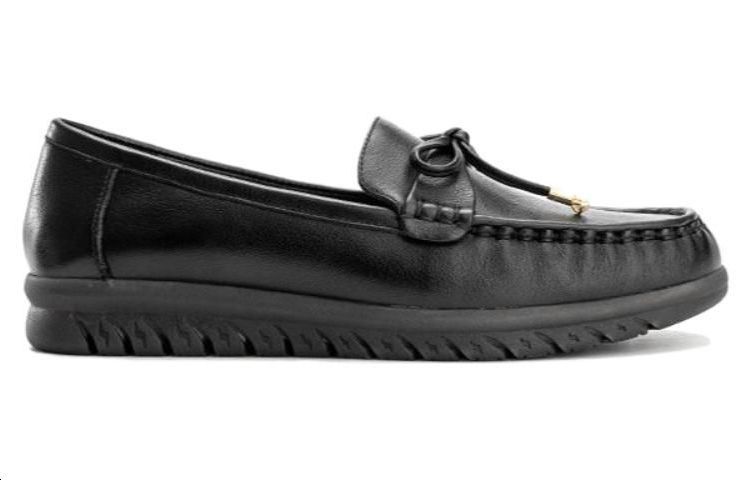 Order (W) Aokang Sepatu Kasual Kulit Loafers 'Hitam Fashion Bernapas' 1224421022
