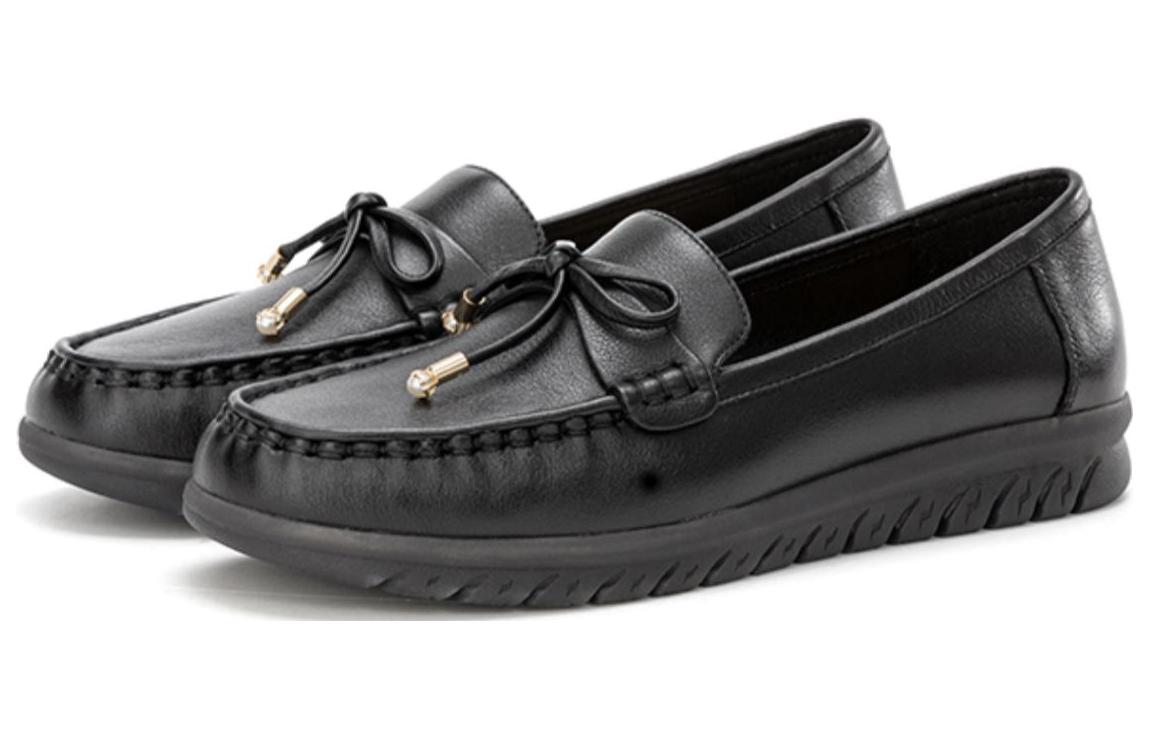 Lookbook (W) Aokang Sepatu Kasual Kulit Loafers 'Hitam Fashion Bernapas' 1224421022