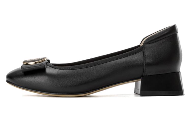 (Women) Aokang Casual Leather Shoe 'Black Comfort' 1234111055