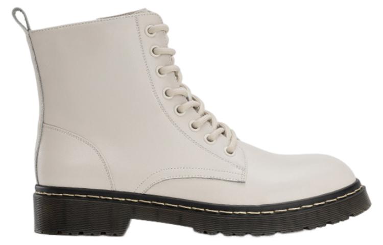 Order (W) 奥康休闲圆头系带中筒马丁靴‘白色’ 1224013003