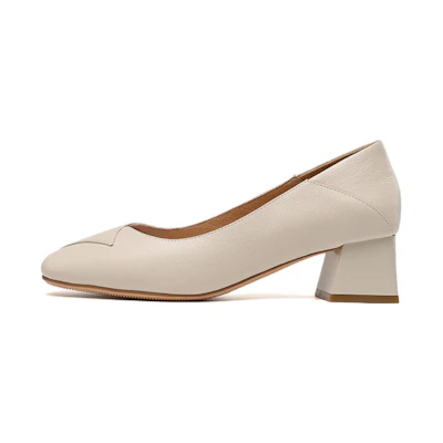 (W) Aokang Casual Slip-On 'Beige Square Toe'