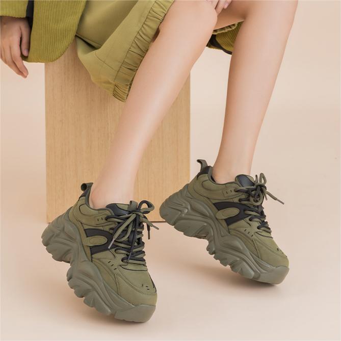 (W) Aokang Chunky Sneaker 'Green Black' 圖 6