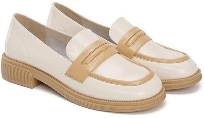 奧康AOKANG 拼色粗跟樂福鞋 女款 米卡其色 Shop 奧康AOKANG 拼色粗跟樂福鞋 女款 米卡其色