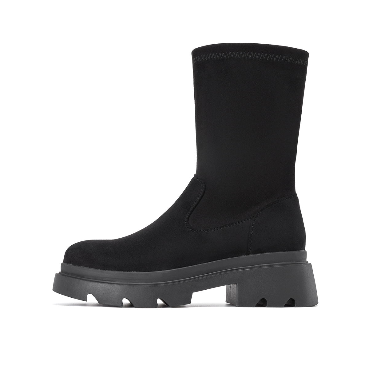 (Women) Aokang Fabric Platform Elastic Fashion Ankle Boots 'Versatile Temperament' 1234921003
