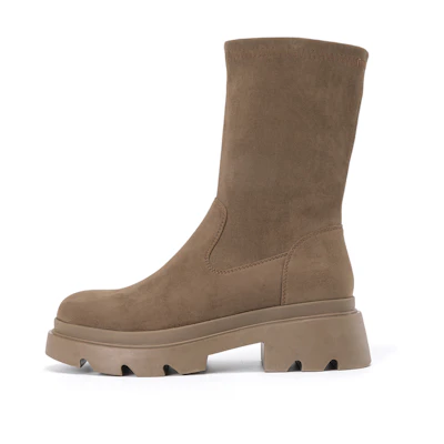 (W) Aokang Fabric Platform Elastic Fashion Ankle Boots 'Versatile Temperament'