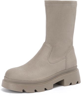 (W) Sepatu Bot Aokang Fabric Platform Elastic Fashion Ankle 'Gaya Serbaguna' 1234921003 4