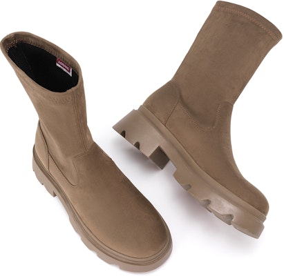 (W) Sepatu Bot Aokang Fabric Platform Elastic Fashion Ankle 'Gaya Serbaguna' 1234921003 1