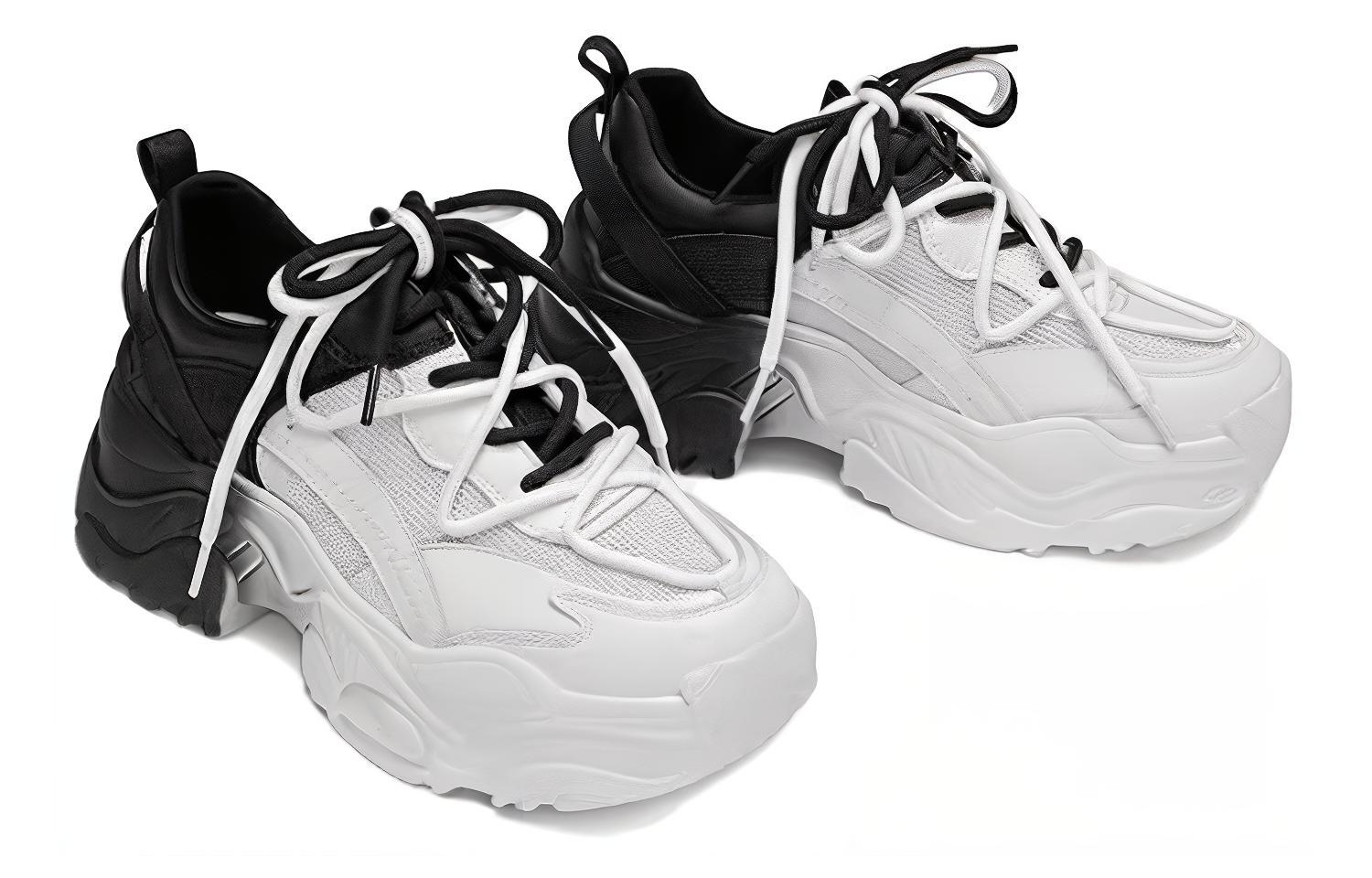 (W) Aokang Fabric Platform Low-Top 'Dad Shoe Black and White' 圖 3