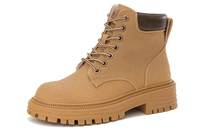 (Women) Aokang Fashion Lace-Up Mid-Calf Martin Boots 'Yellow' 1224913011
