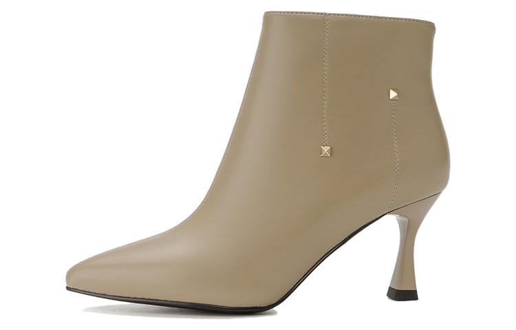 (Women) Aokang Fashion Pointed Toe Ankle Boot 'Apricot' 1224911002