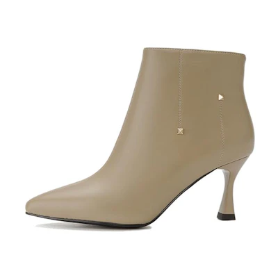 (W) Aokang Fashion Pointed Toe Ankle Boot 'Apricot'
