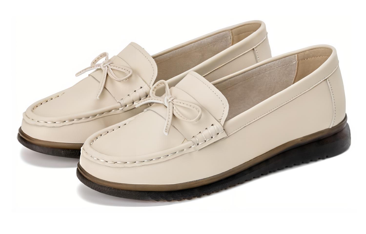 (W) Aokang Fashion Round-Toe Loafers 'Beige' 圖 3