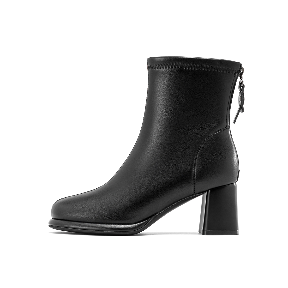 Order (Women) Aokang Fashion Short Boot 'Black Synthetic Leather' 1234011008