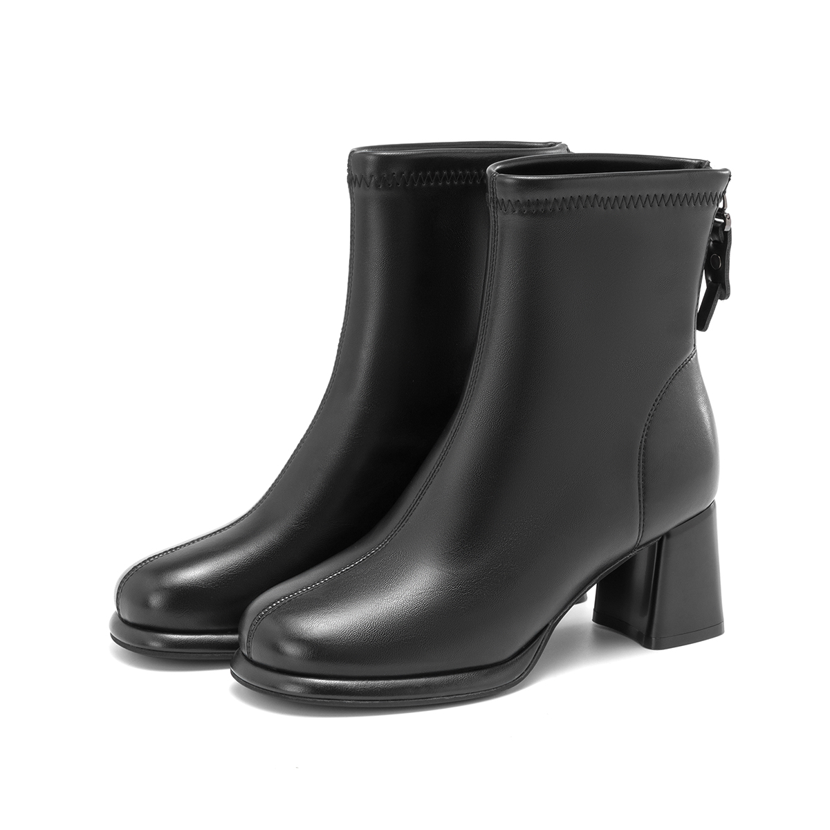 Shop (Women) Aokang Fashion Short Boot 'Black Synthetic Leather' 1234011008