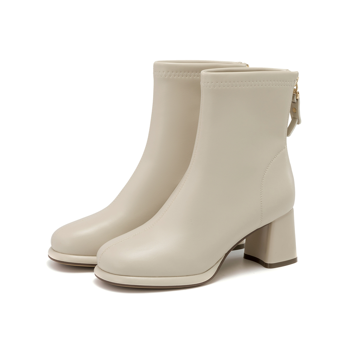 Cheap (Women) Aokang Fashion Short Boot 'Black Synthetic Leather' 1234011008