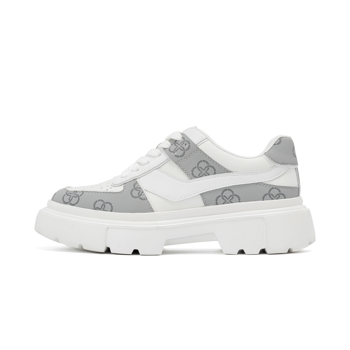 (Women) AOKANG Gray Suede Chunky Sole Leather Shoes - Trendy & Soft Feel 6234322118