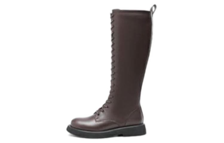 (Women) Aokang High-Top Boot 'Brown Leather' 1214013031