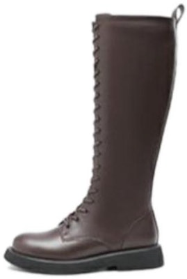 奧康AOKANG 頭層牛皮 圓頭系帶 高筒靴 女款 棕色 Buy 奧康AOKANG 頭層牛皮 圓頭系帶 高筒靴 女款 棕色