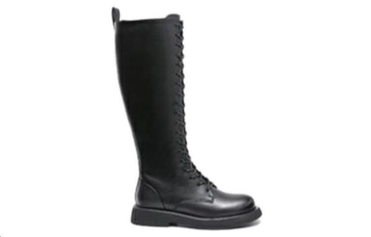 (W) Aokang High-Top Boots 'Black Leather Lace-Up' 圖 2