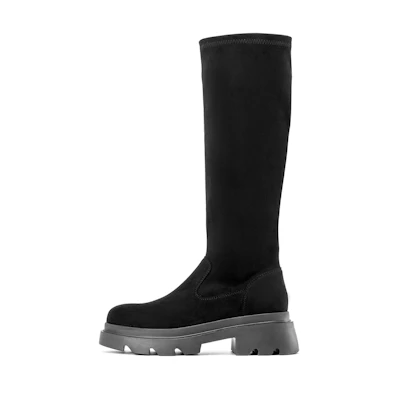 (W) Aokang High-Top Textured Retro CMFT 'Chunky Heel Platform'