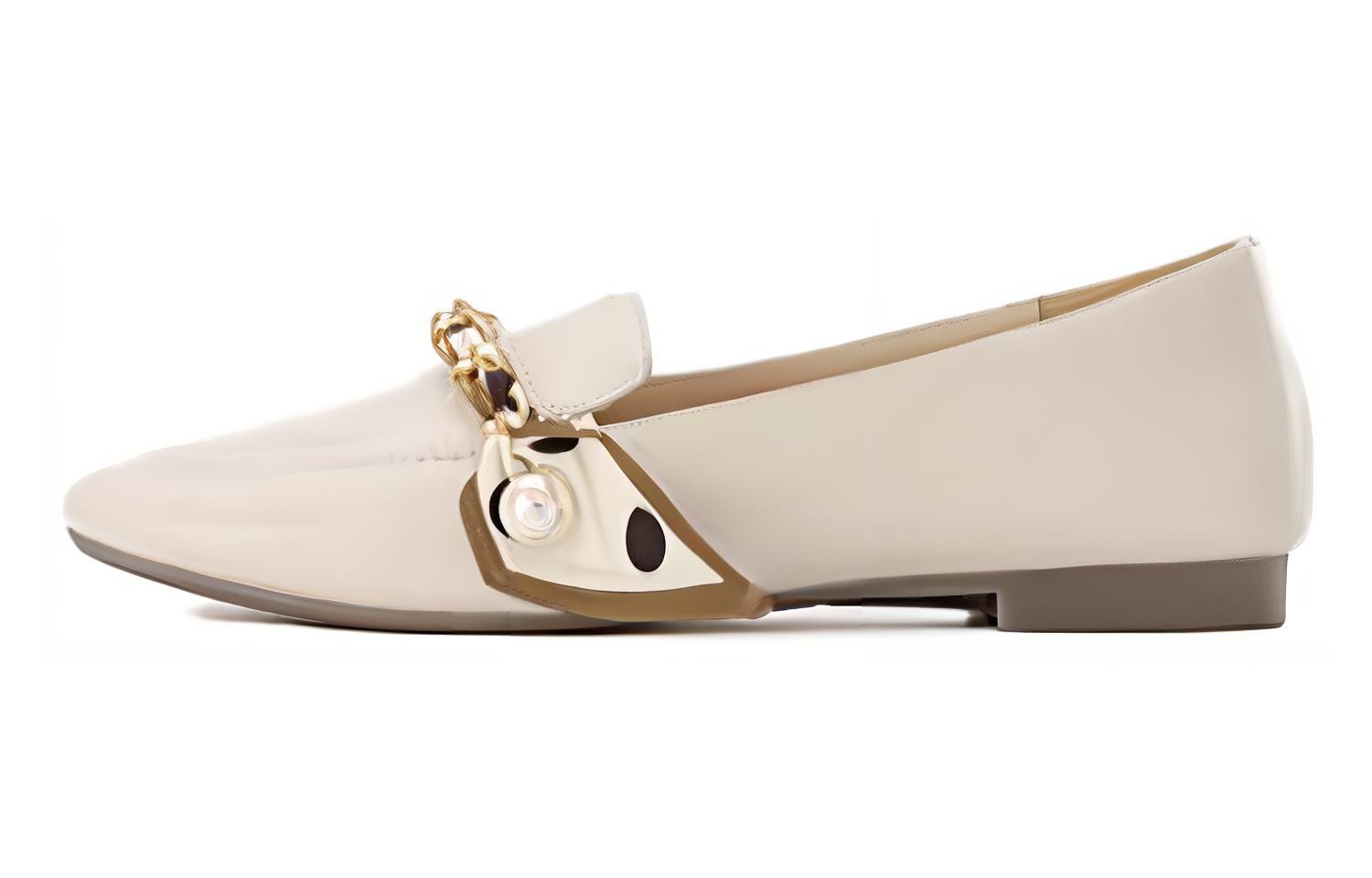 (Women) Aokang Lamb Leather Slip-On 'Beige' 1234124001