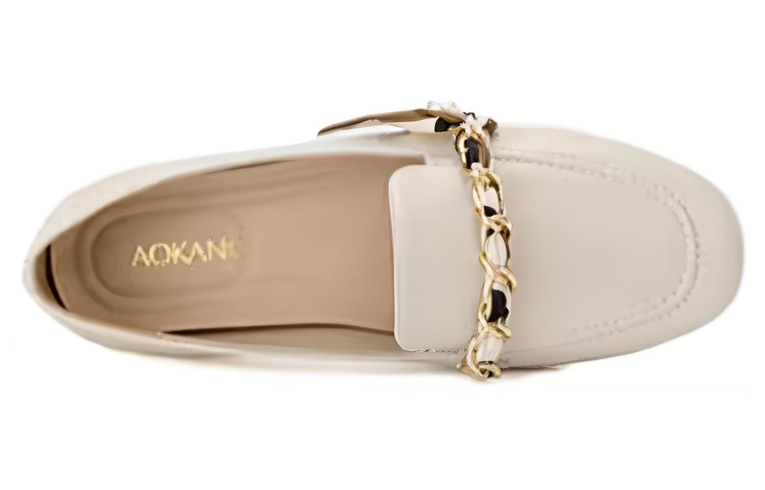 Shop (Women) Aokang Lamb Leather Slip-On 'Beige' 1234124001