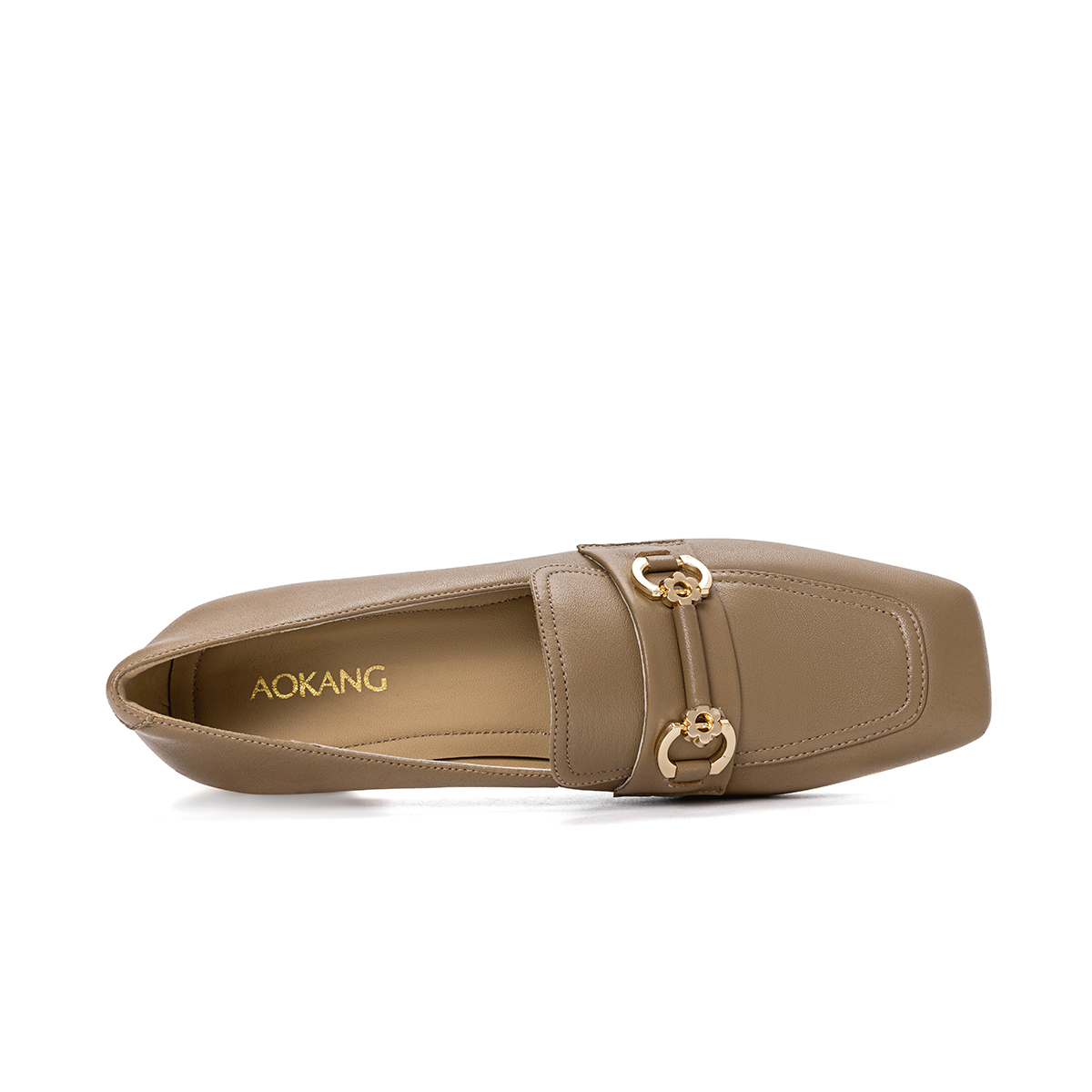 Lookbook (Women) Aokang Lamb Leather Square Toe Fashion Chunky Heel 'Brown' 1224414048