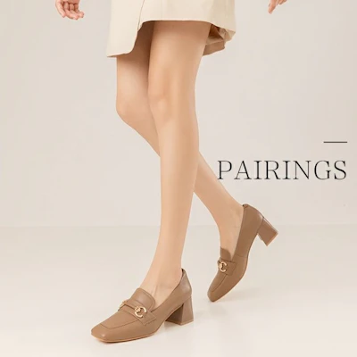 (Women) Aokang Lamb Leather Square Toe Fashion Chunky Heel 'Brown' 1224414048 Purchase (Women) Aokang Lamb Leather Square Toe Fashion Chunky Heel 'Brown' 1224414048
