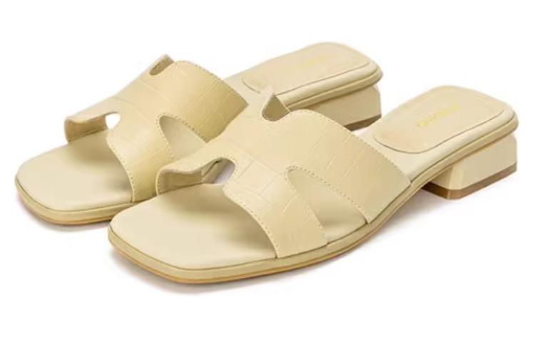 Shop (W) Aokang羊皮时尚黄拖鞋开口设计 1234811011