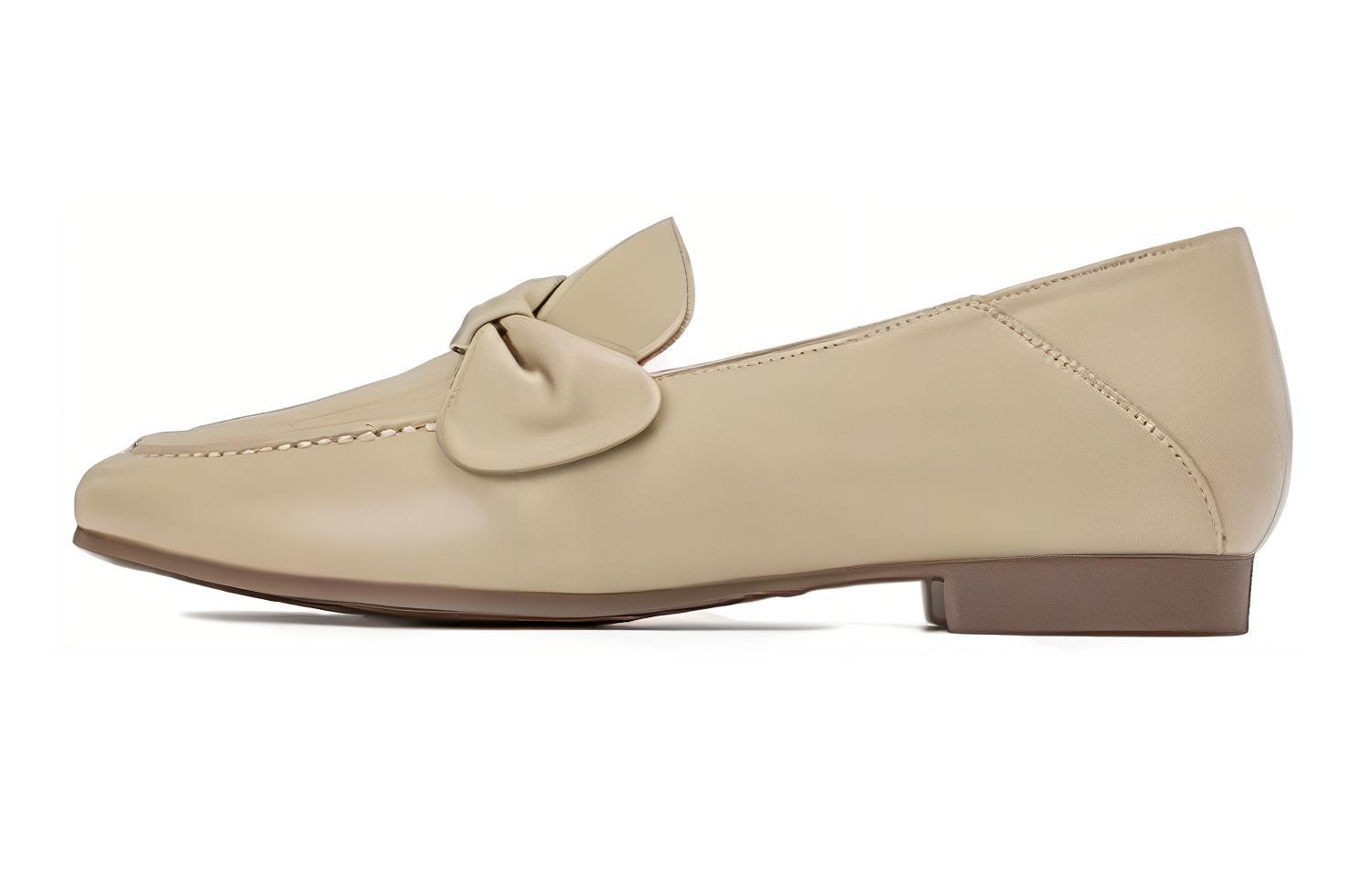 (Women) Aokang Leather 'Apricot Comfort Casual Loafers' 1234424005