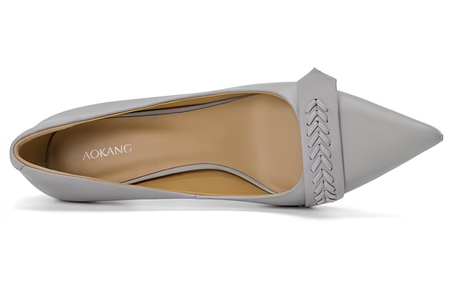 Shop 奧康AOKANG 皮革 文藝休閒 細跟 高跟鞋 女款 藍色