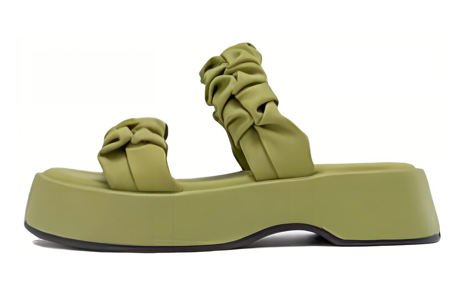 (Women) Aokang Leather 'Green Fairy-Style Platform Slides' 1234814043