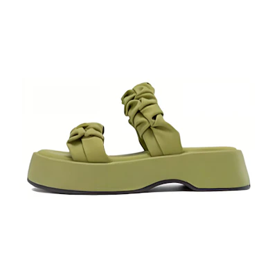 (W) Aokang Leather 'Green Fairy-Style Platform Slides'