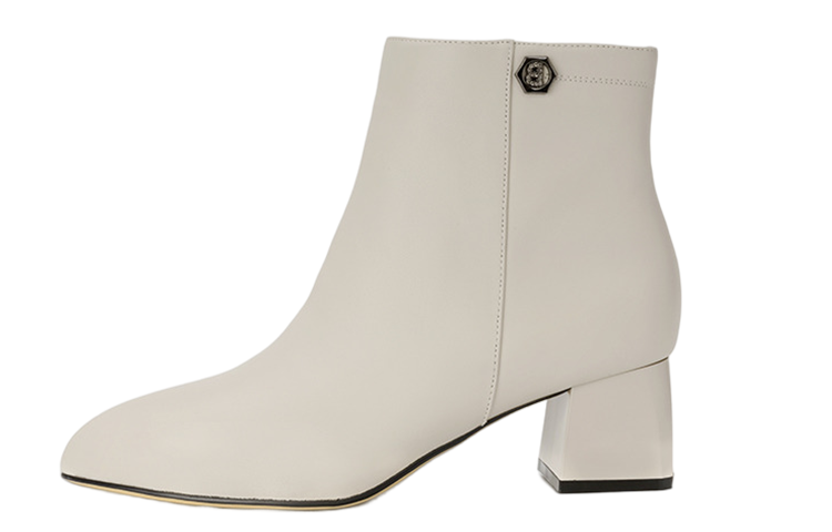 (W) Aokang Leather Ankle Boot 'Beige Casual'