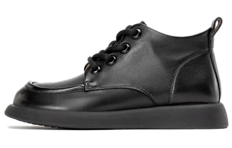 (W) Aokang Leather Ankle Boot 'Black Casual'