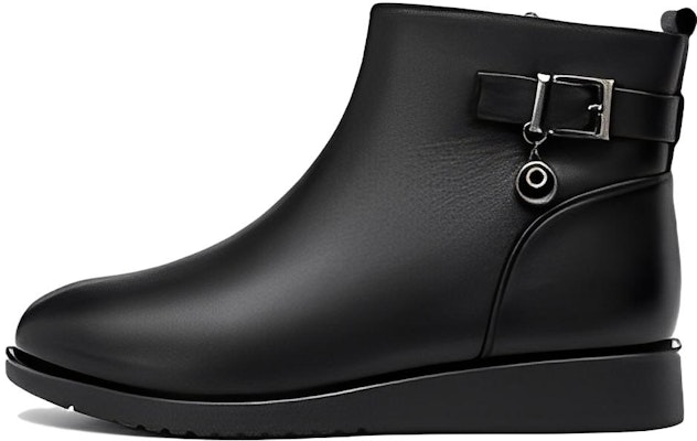 (Women) Aokang Leather Ankle Boot 'Black Fleece-Lined Warm' 1214021027 Buy (Women) Aokang Leather Ankle Boot 'Black Fleece-Lined Warm' 1214021027