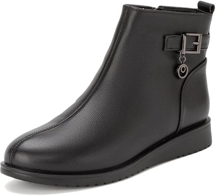 (Women) Aokang Leather Ankle Boot 'Black Fleece-Lined Warm' 1214021027 Order (Women) Aokang Leather Ankle Boot 'Black Fleece-Lined Warm' 1214021027