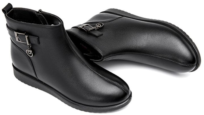 (Women) Aokang Leather Ankle Boot 'Black Fleece-Lined Warm' 1214021027 Shop (Women) Aokang Leather Ankle Boot 'Black Fleece-Lined Warm' 1214021027