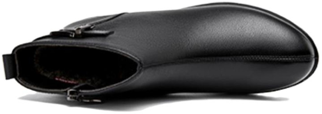 (Women) Aokang Leather Ankle Boot 'Black Fleece-Lined Warm' 1214021027 Purchase (Women) Aokang Leather Ankle Boot 'Black Fleece-Lined Warm' 1214021027