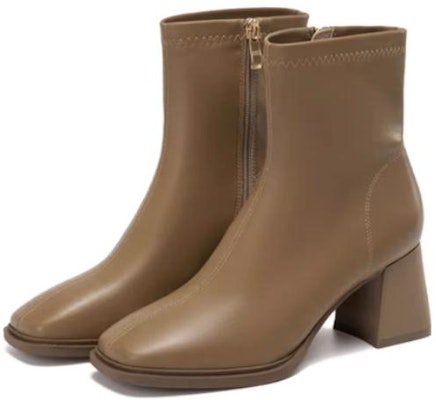 (Women) Aokang Leather Ankle Boot 'Fashion Minimalist Ginger Yellow' 1234911002 Order (Women) Aokang Leather Ankle Boot 'Fashion Minimalist Ginger Yellow' 1234911002