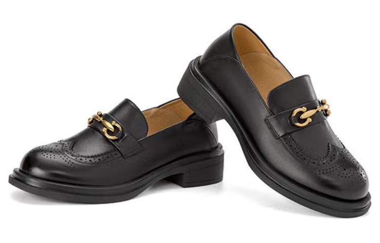 Shop (W) Zapatos Aokang de Piel Brogue 'Negro' 1234314020