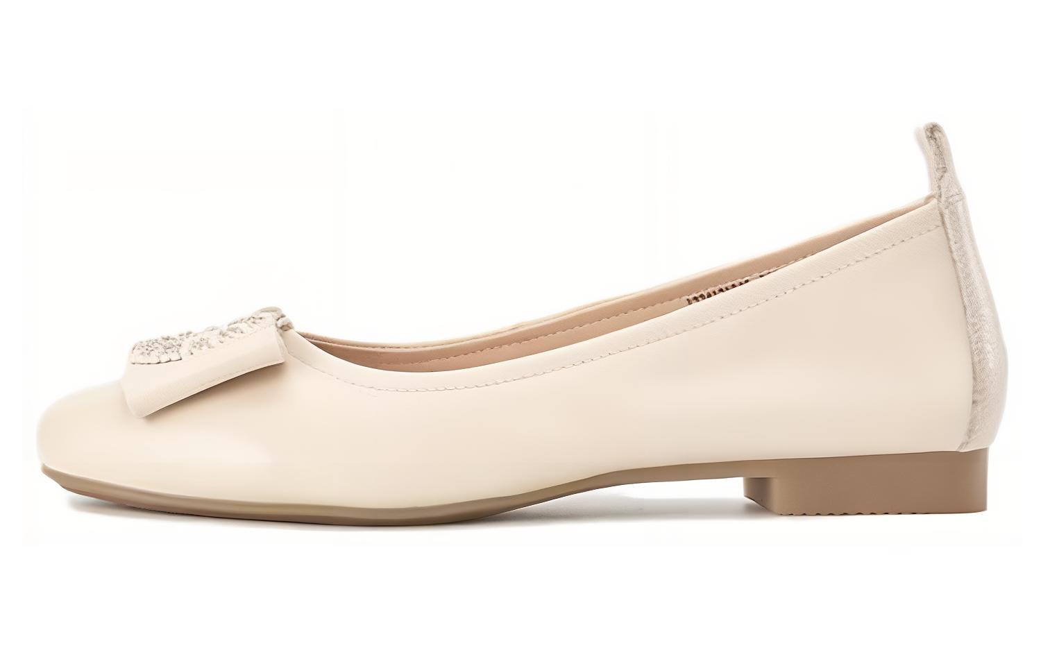 (W) Aokang Leather Casual Flats 'Versatile Elegant Trend'